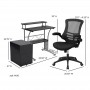 Dimensions - Contemporary Home Office Desk Set OF1BLN-CLIFCHPX5-BK-GG