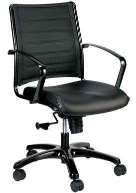 Eurotech Europa Metallic Mid Back Black Leather Chair LE222TNM-BLKL