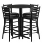 30" Round Bar Height Black Laminate Dining Table Set with 4 bar stool chairs OF1HDBF1021-GG