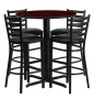 30" Round Bar Height Mahogany Laminate Dining Table Set with 4 bar stool chairs OF1HDBF1022-GG