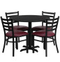36" Round Black Laminate Dining Table Set with 4 burgundy chairs OF1HDBF1005-GG