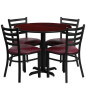 36" Round Mahogany Laminate Dining Table Set with 4 burgundy chairs OF1HDBF1006-GG