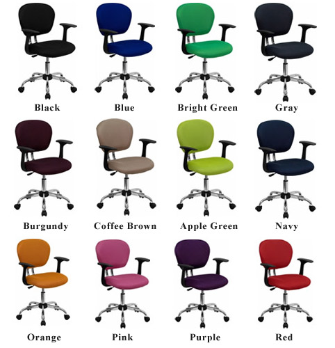 Mesh Fabric Office Chair With Arms And Chrome Base Myofficeone Mid Back Colored Mesh Fabric Chair With Arms Chrome Base Options