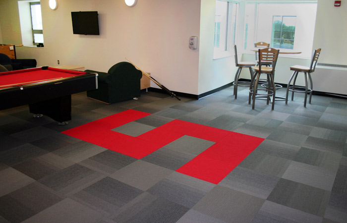 Carpet Tile and Wall Base Installation at University Student Recreational Lounge
