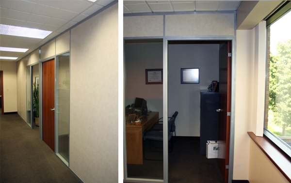 Demountable Walls - solid wall panels with glass sidelights by Office One